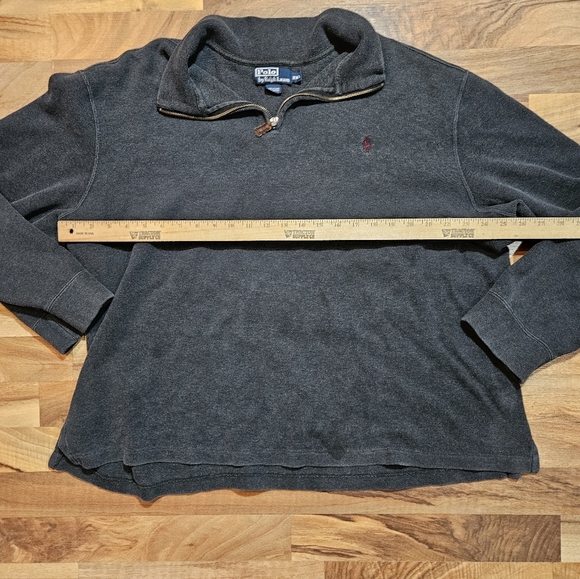 Polo Ralph Lauren 1/4 Zip Leather Pull tab Gray Long Sleeve Sweater XXL - Picture 5 of 9